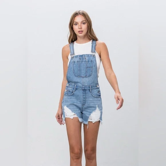 Insane Gene Jean Shorts Overalls Size Small - Picture 1 of 16